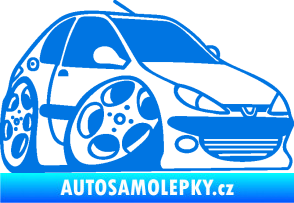 Samolepka Peugeot 206 karikatura pravá modrá oceán