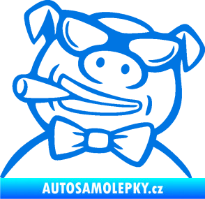 Samolepka Prase 005 levá s doutnikem modrá oceán