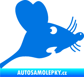 Samolepka Překvapená myš pravá modrá oceán