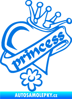 Samolepka Princess nápis v srdíčku modrá oceán