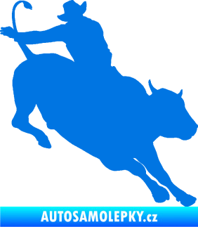 Samolepka Rodeo 001 pravá  kovboj s býkem modrá oceán