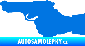Samolepka Ruka s pistolí 001 levá ruce vzhůru modrá oceán