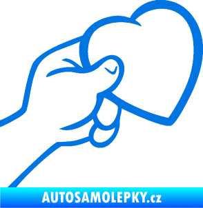Samolepka Ruka se srdíčkem pravá modrá oceán