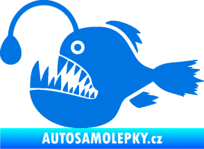 Samolepka Ryba 022 levá mořský ďas s lampičkou modrá oceán