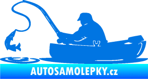Samolepka Rybář 017 levá rybolov v lodičce modrá oceán