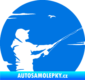 Samolepka Rybář 022 pravá modrá oceán