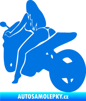 Samolepka Sexy žena na motorce levá modrá oceán