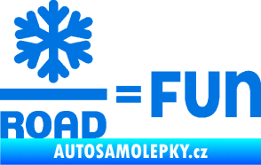 Samolepka Snow road fun nápis s vločkou modrá oceán