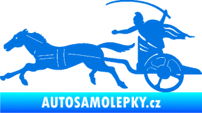 Samolepka Sparťanský bojovník 001 levá bojový vůz s koněm modrá oceán