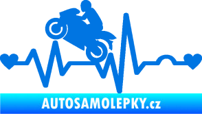 Samolepka Srdeční tep 013 levá motorkář modrá oceán