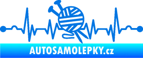 Samolepka Srdeční tep 016 pravá pletení modrá oceán