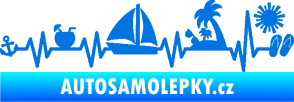 Samolepka Srdeční tep 094 levá dovolená u moře modrá oceán