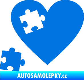 Samolepka Srdíčko 022 levá vypadlý puzzlík modrá oceán