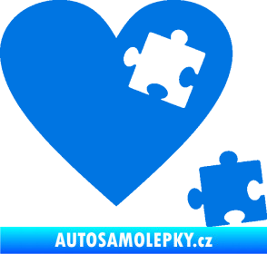 Samolepka Srdíčko 022 pravá vypadlý puzzlík modrá oceán