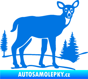 Samolepka Srna 002 pravá s krajinou modrá oceán