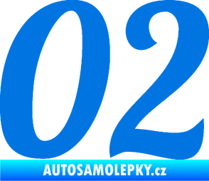 Samolepka Startovní číslo 02 typ 3 modrá oceán
