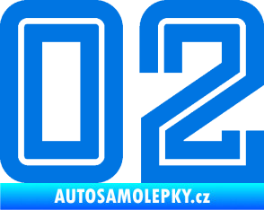 Samolepka Startovní číslo 02 typ 7 modrá oceán