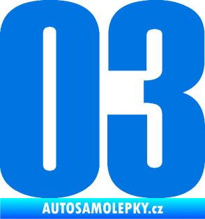 Samolepka Startovní číslo 03 typ 2   modrá oceán