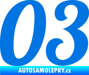 Samolepka Startovní číslo 03 typ 3 modrá oceán
