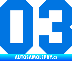 Samolepka Startovní číslo 03 modrá oceán