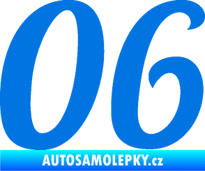 Samolepka Startovní číslo 06 typ 3 modrá oceán