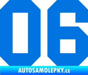 Samolepka Startovní číslo 06 modrá oceán