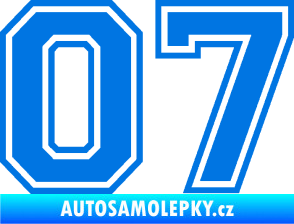 Samolepka Startovní číslo 07 typ 4 modrá oceán