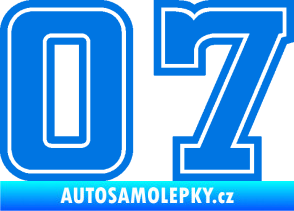 Samolepka Startovní číslo 07 typ 5 modrá oceán