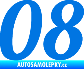 Samolepka Startovní číslo 08 typ 3 modrá oceán