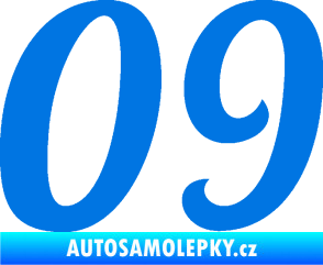 Samolepka Startovní číslo 09 typ 3  modrá oceán