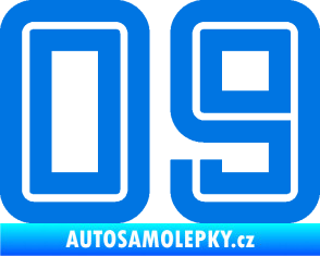 Samolepka Startovní číslo 09 typ 7 modrá oceán