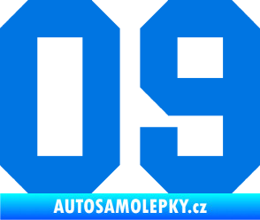 Samolepka Startovní číslo 09 modrá oceán