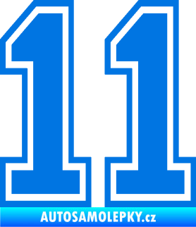 Samolepka Startovní číslo 11 typ 4 modrá oceán