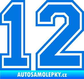 Samolepka Startovní číslo 12 typ 4 modrá oceán