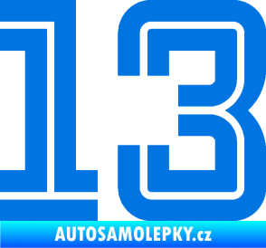 Samolepka Startovní číslo 13 typ 7 modrá oceán