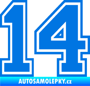 Samolepka Startovní číslo 14 typ 4 modrá oceán