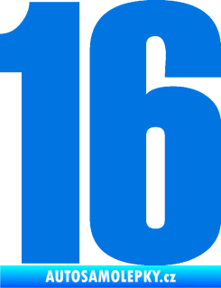 Samolepka Startovní číslo 16 typ 2   modrá oceán