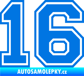 Samolepka Startovní číslo 16 typ 4 modrá oceán