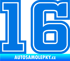 Samolepka Startovní číslo 16 typ 5 modrá oceán