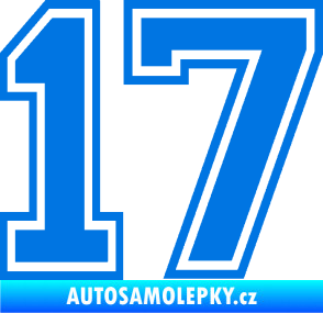 Samolepka Startovní číslo 17 typ 4 modrá oceán