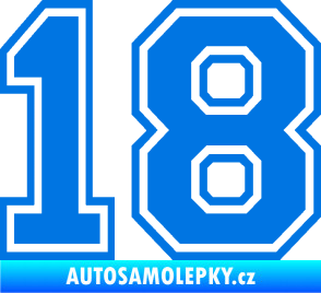 Samolepka Startovní číslo 18 typ 4 modrá oceán