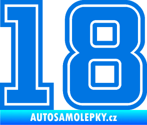 Samolepka Startovní číslo 18 typ 5 modrá oceán