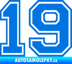 Samolepka Startovní číslo 19 typ 4 modrá oceán
