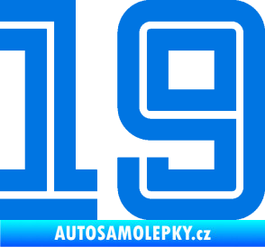 Samolepka Startovní číslo 19 typ 7 modrá oceán