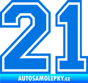Samolepka Startovní číslo 21 typ 4 modrá oceán