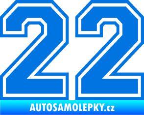 Samolepka Startovní číslo 22 typ 4 modrá oceán