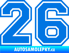 Samolepka Startovní číslo 26 typ 4 modrá oceán