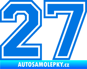 Samolepka Startovní číslo 27 typ 4 modrá oceán