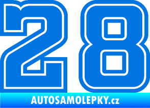 Samolepka Startovní číslo 28 typ 5 modrá oceán