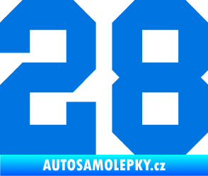 Samolepka Startovní číslo 28 modrá oceán